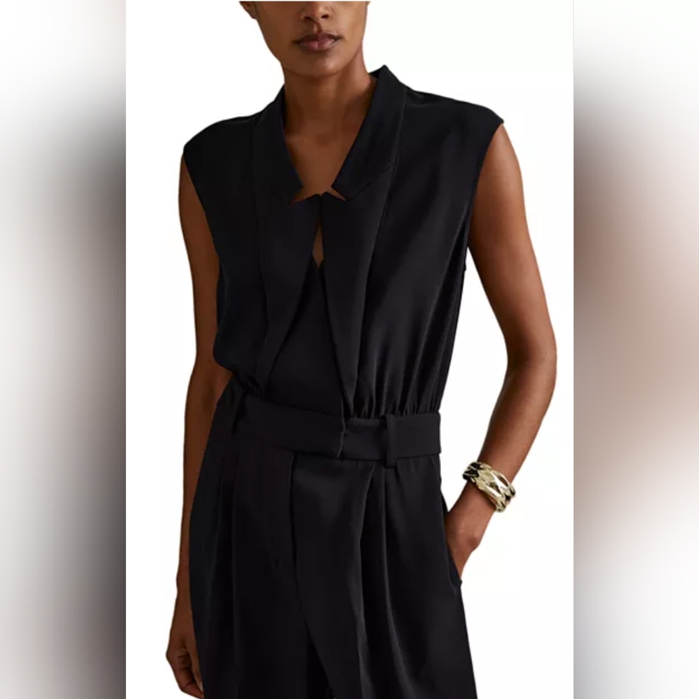 Reiss Sara Tux Detail Navy Blue Jumpsuit Size UK16/US/12 NEW - Picture 2 of 5
